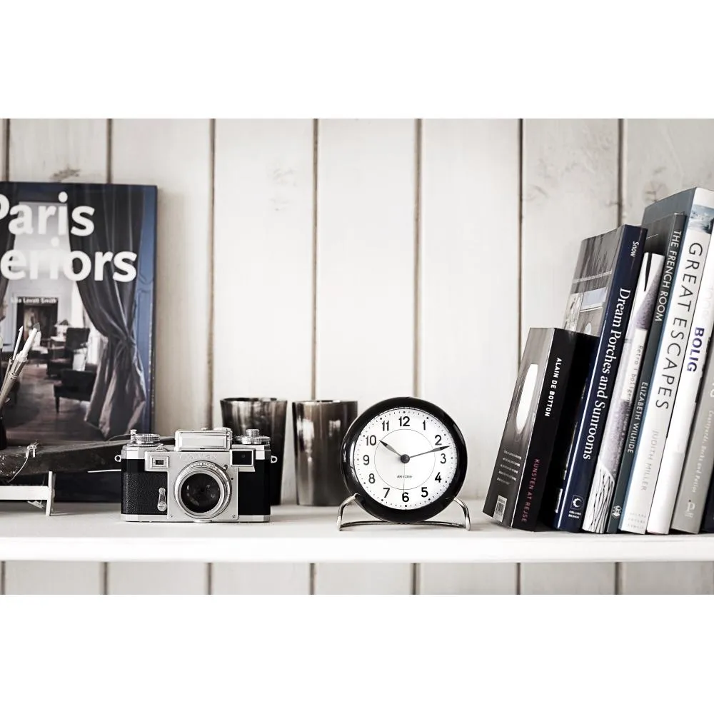 Arne Jacobsen Station Table Clock With Alarm, Black