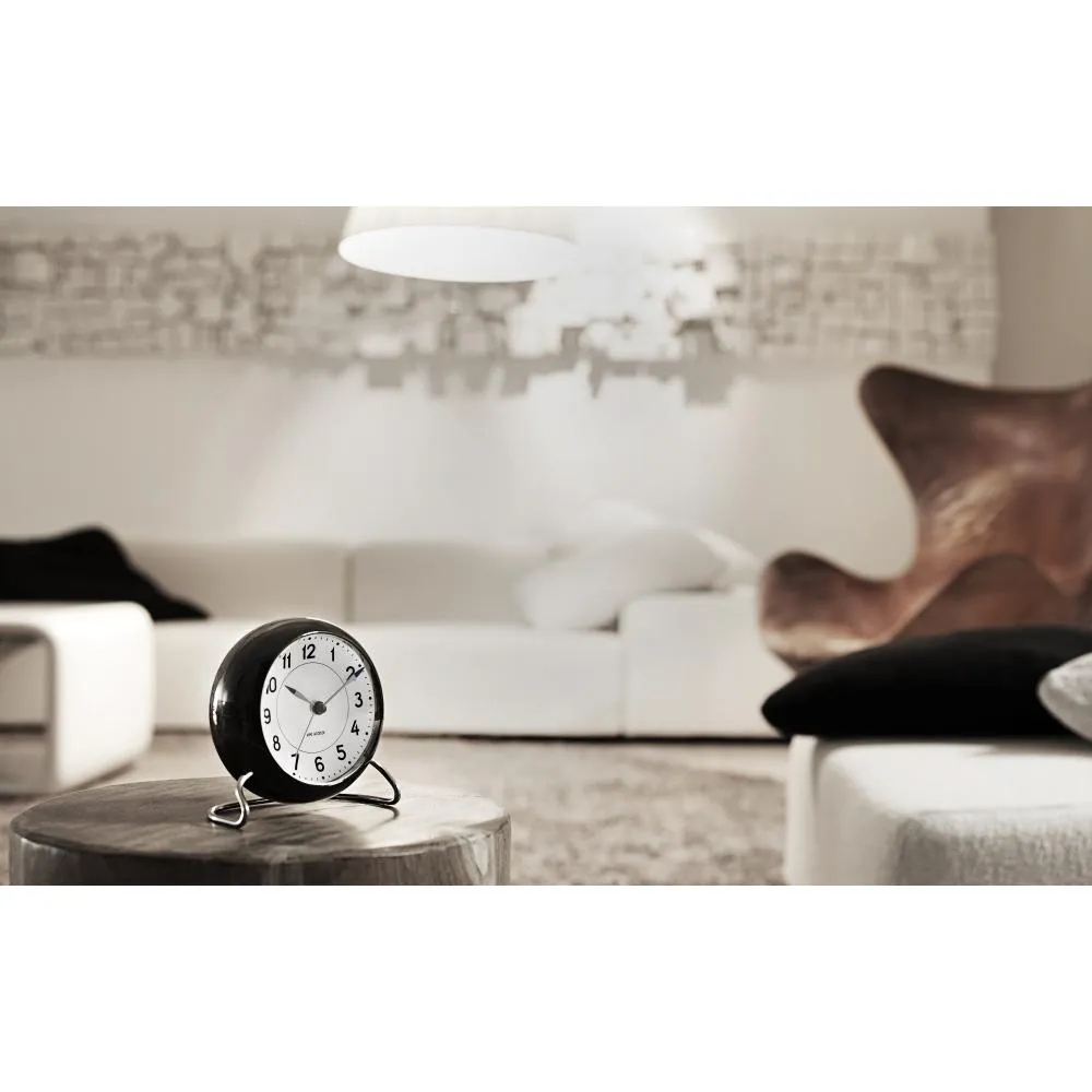 Arne Jacobsen Station Table Clock With Alarm, Black