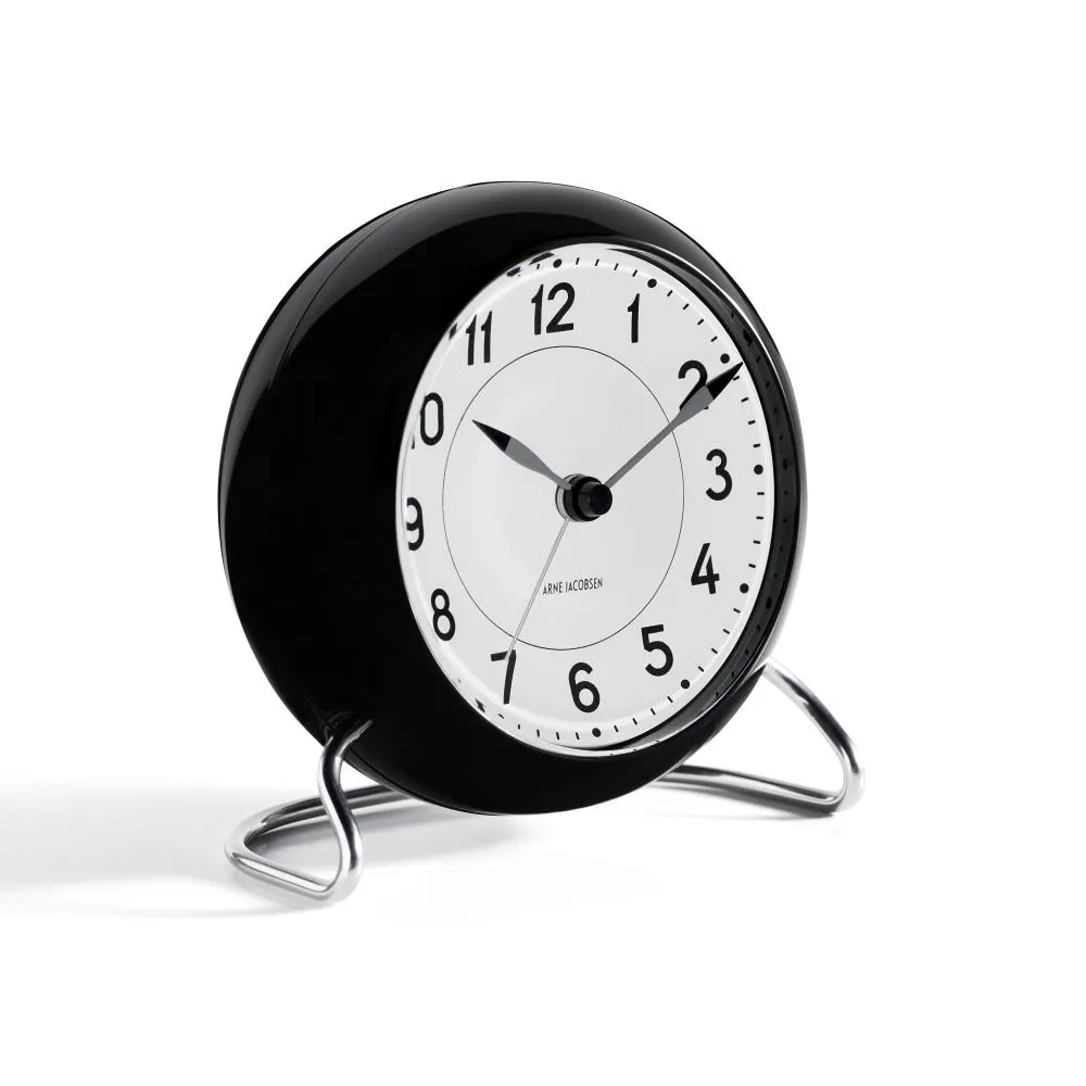 Arne Jacobsen Station Table Clock With Alarm, Black