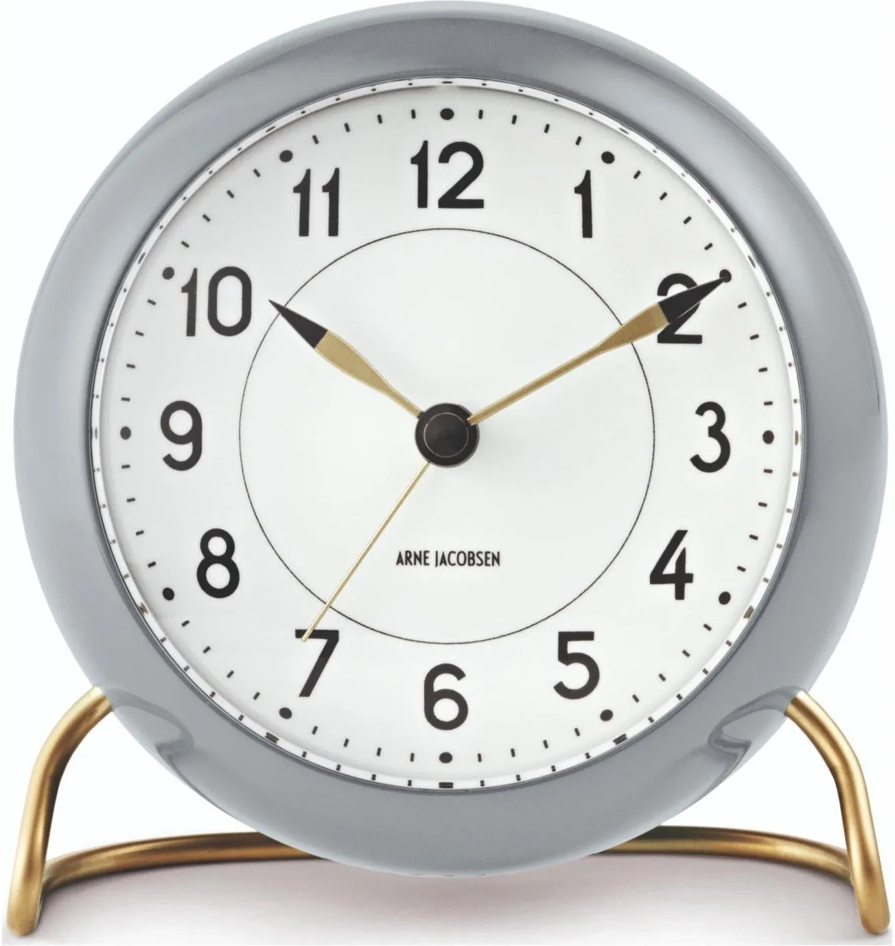 Arne Jacobsen Station Table Clock With Alarm Grey And White, 12cm