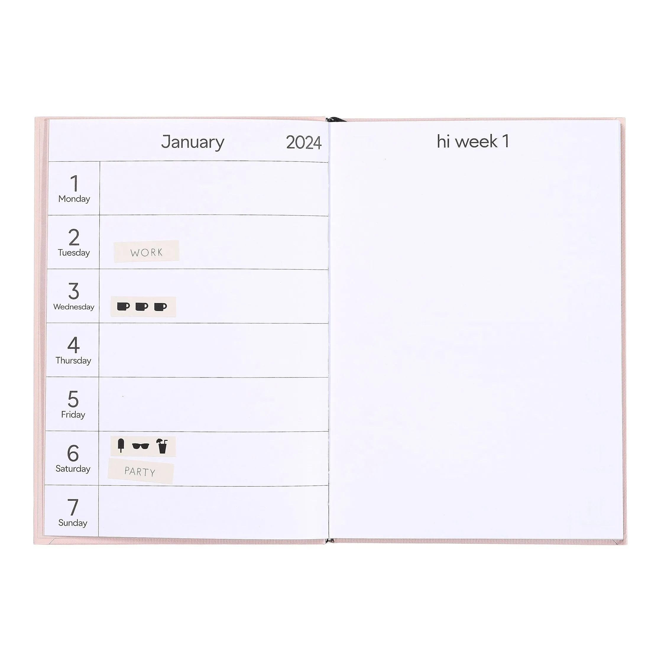 Design Letters Calendar 2024, Beige/Cobalt Blue