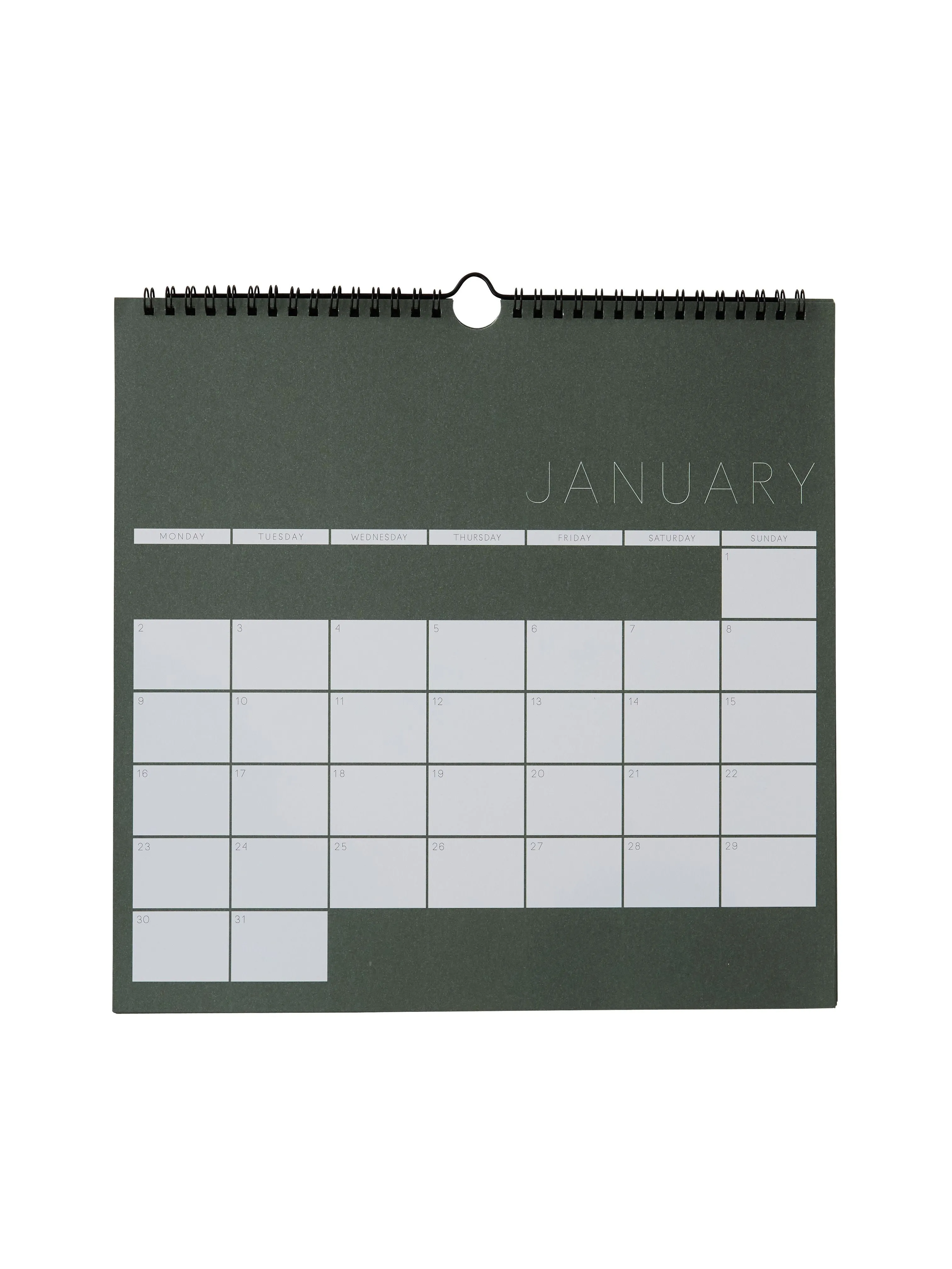 Design Letters Wall Calendar 2023, Myrtle Green