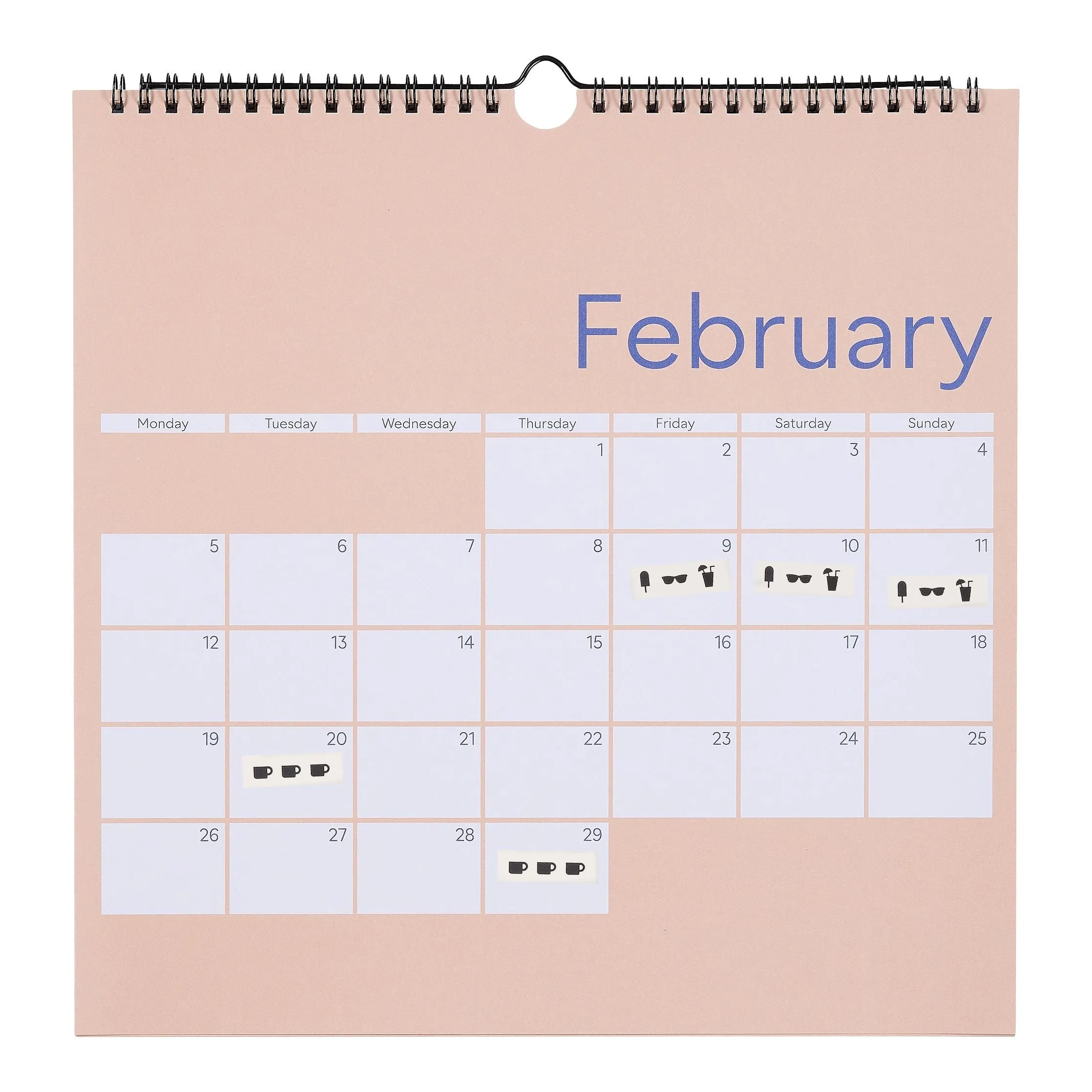 Design Letters Wall Calendar 2024, Beige/Cobalt Blue