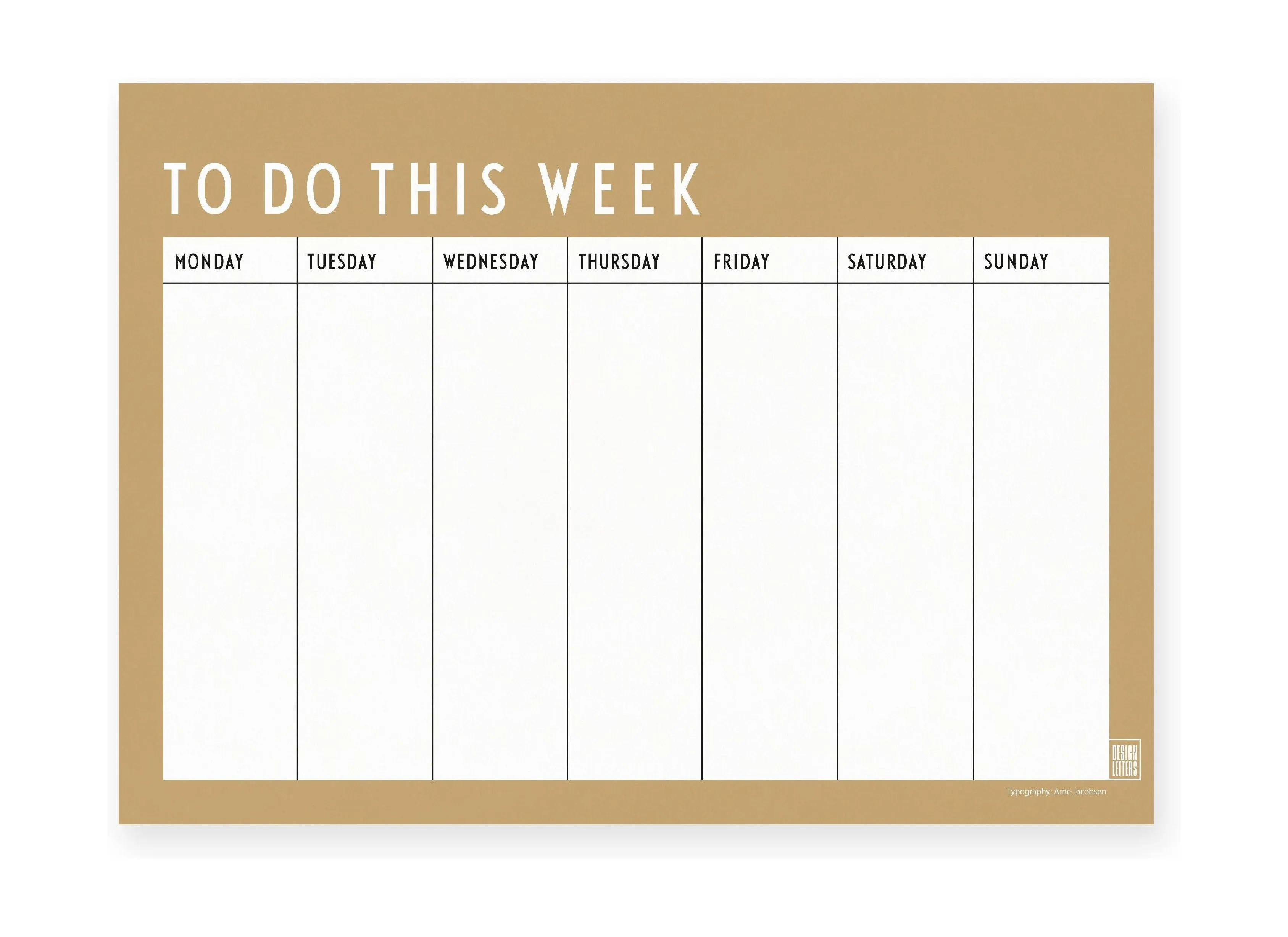 Design Letters Weekly Planner, Beige