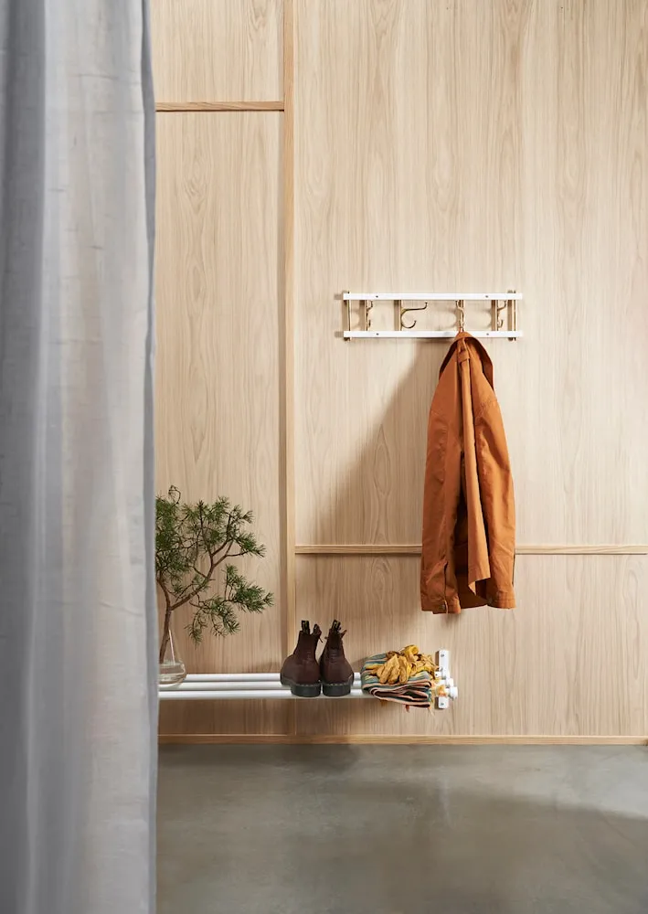 Essem Design Nostalgi Hat Shelf/Shoe Rack Oak/Aluminium, White