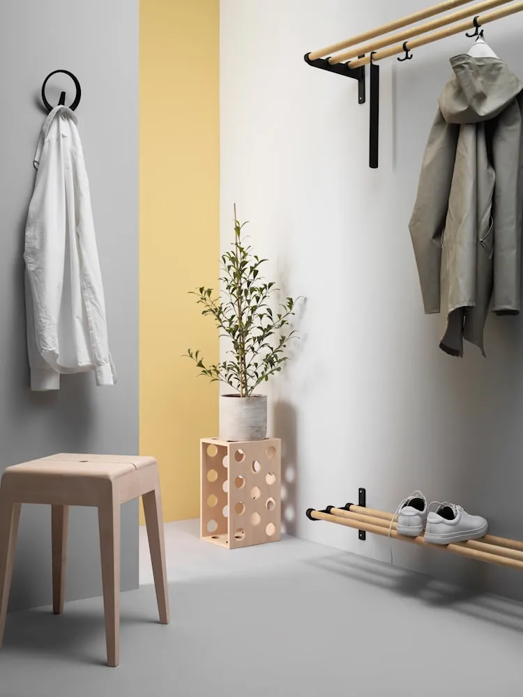 Essem Design Nostalgi Hat Shelf/Shoe Rack Oak/Aluminium, White