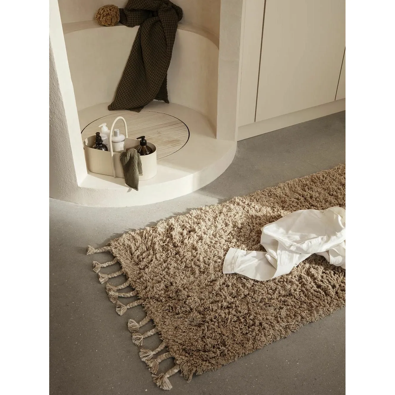 Ferm Living Amass Long Pile Runner, White Pepper