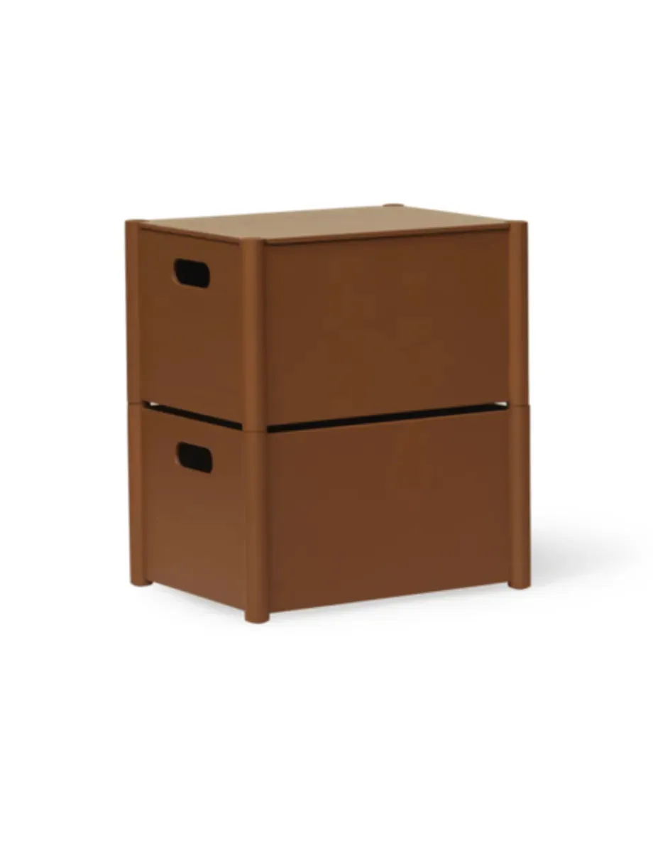 Form & Refine Pillar Storage Box Medium. Clay Brown