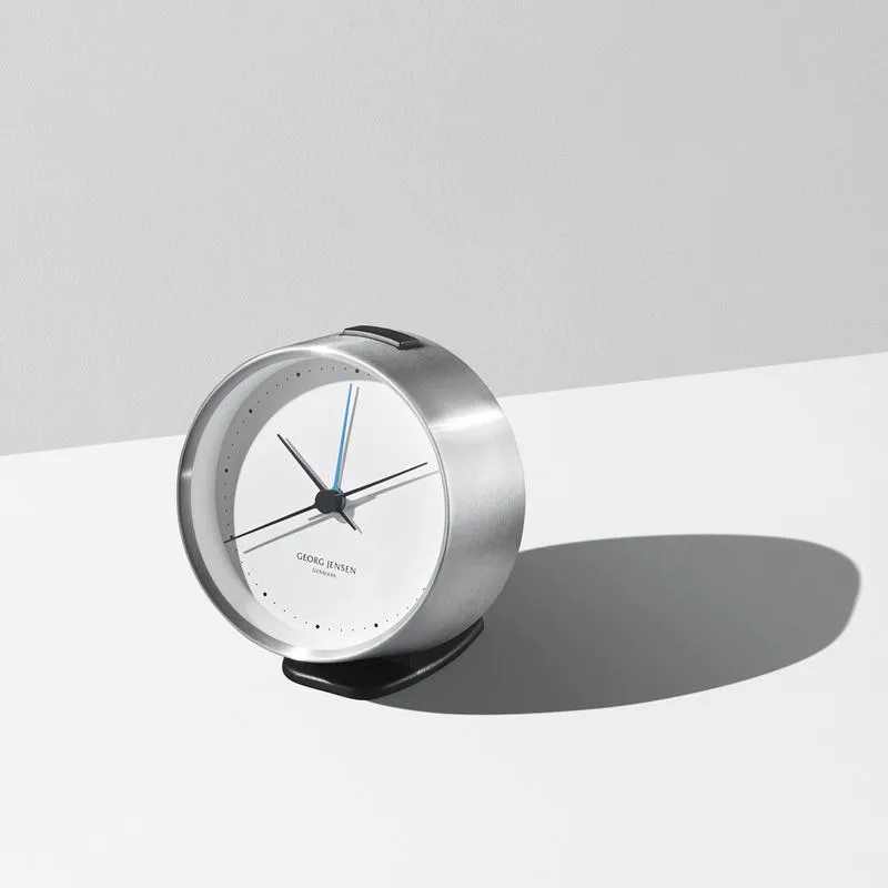 Georg Jensen Hk Alarm Clock Stainless Steel, 10 Cm
