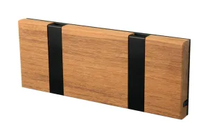 Loca Knax Horizontal Coat Rack 2 Hooks, Teak Untreated/Black