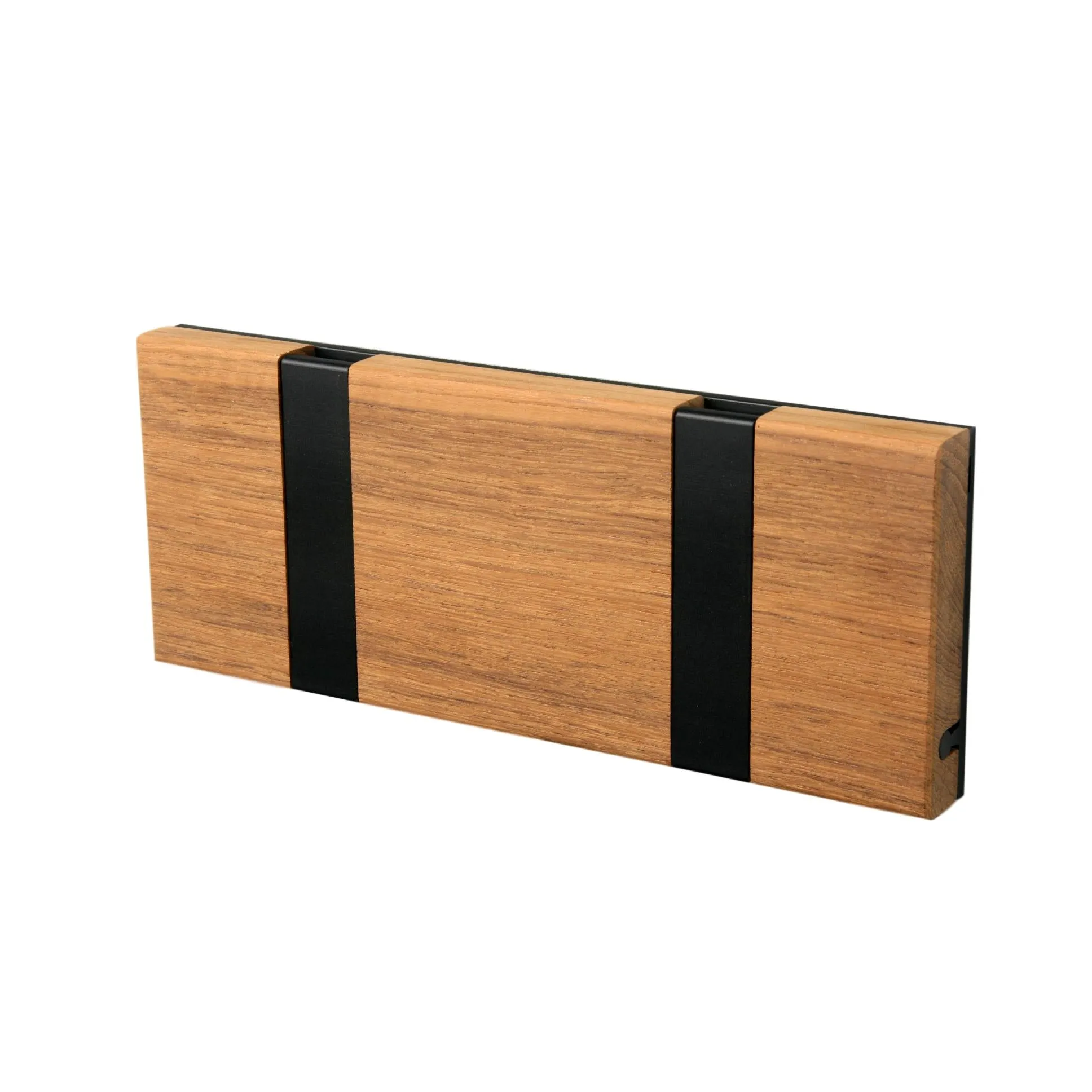 Loca Knax Horizontal Coat Rack 2 Hooks, Teak Untreated/Black