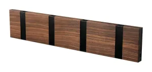 Loca Knax Horizontal Coat Rack 4 Hooks, Walnut/Black