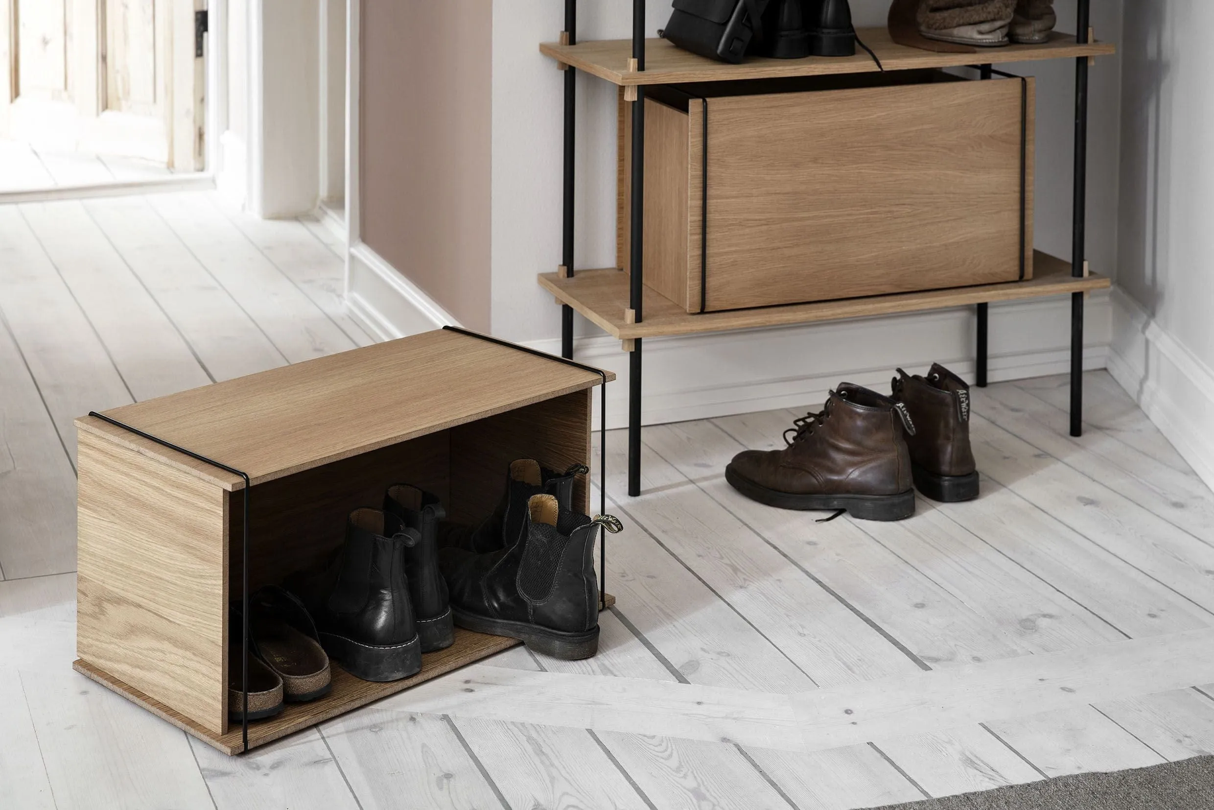 Moebe Storage Box, Oak/Black