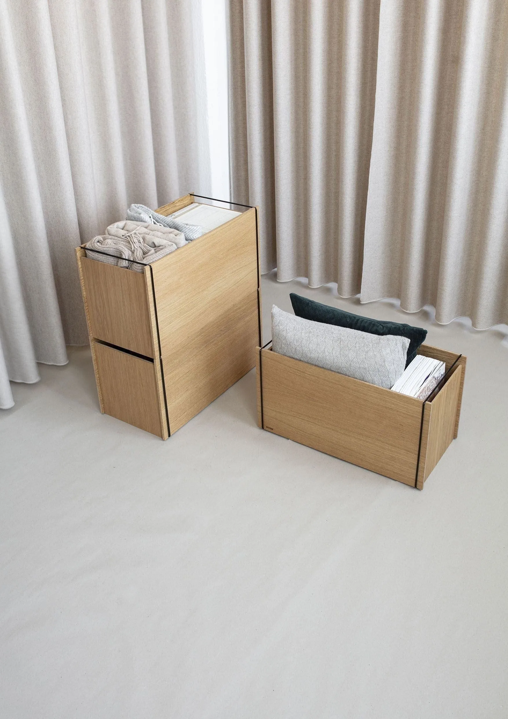 Moebe Storage Box, Oak/Black