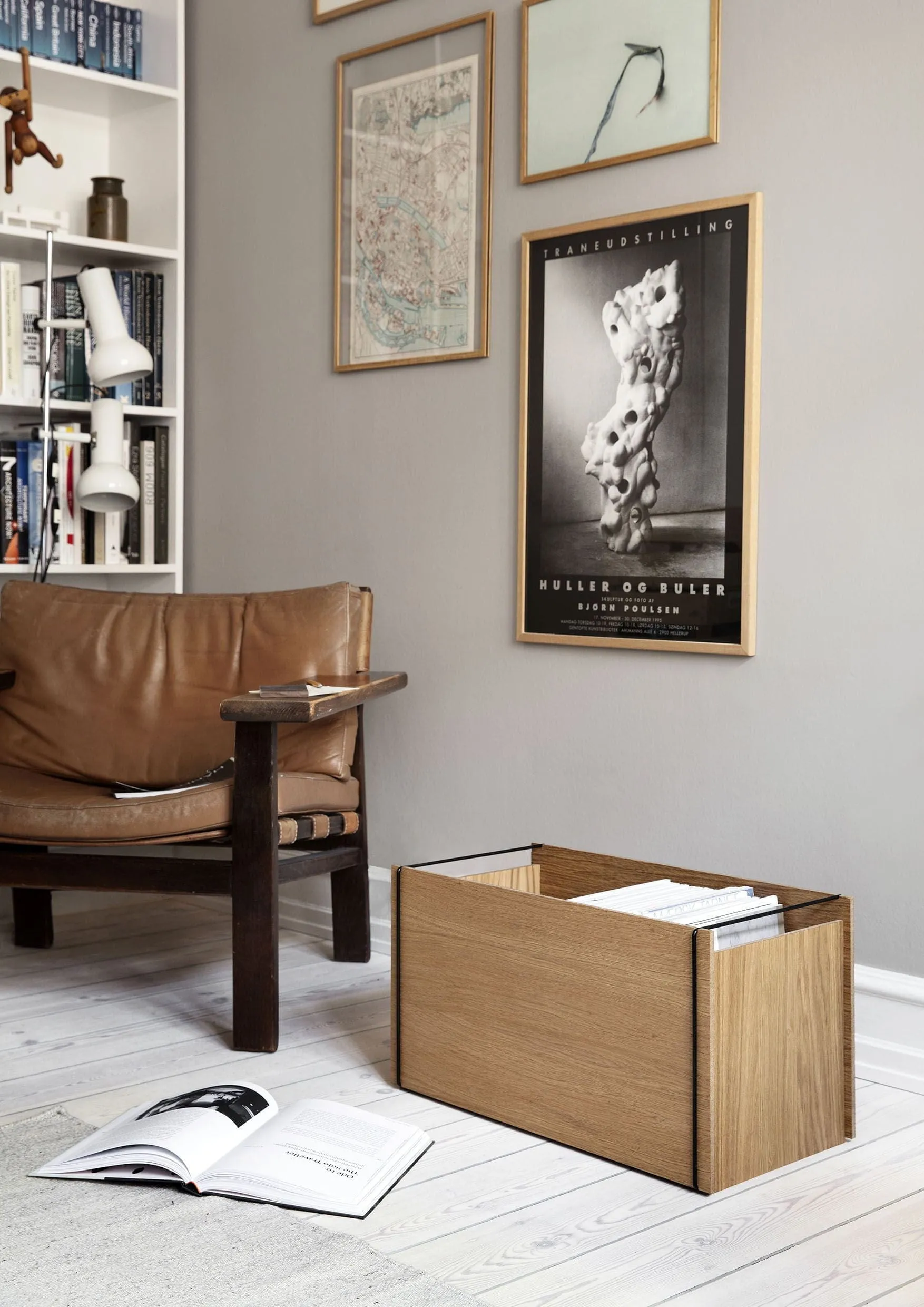 Moebe Storage Box, Oak/Black