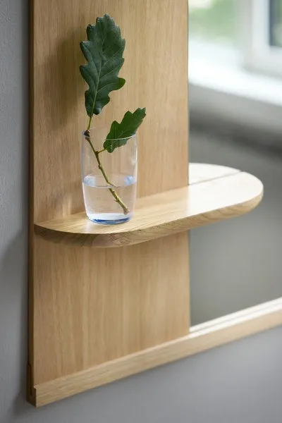 Moebe Wall Mirror With Shelf 70x72 Cm, Oak