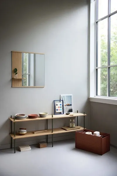 Moebe Wall Mirror With Shelf 70x72 Cm, Oak