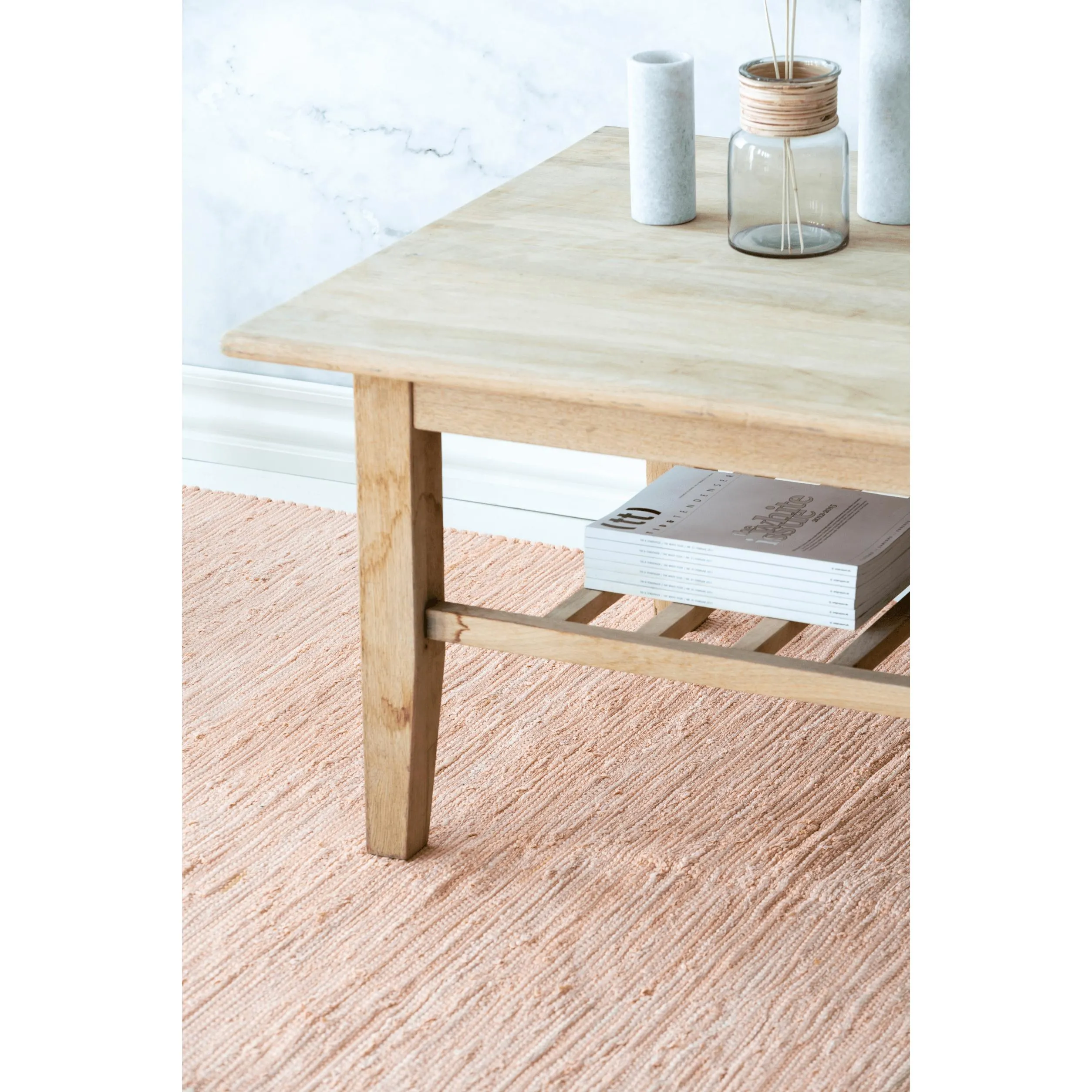 Rug Solid Cotton Carpet Soft Peach, 75 X 200 Cm