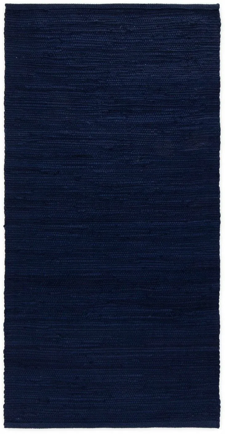 Rug Solid Cotton Rug Deep Ocean Blue, 170 X 240 Cm
