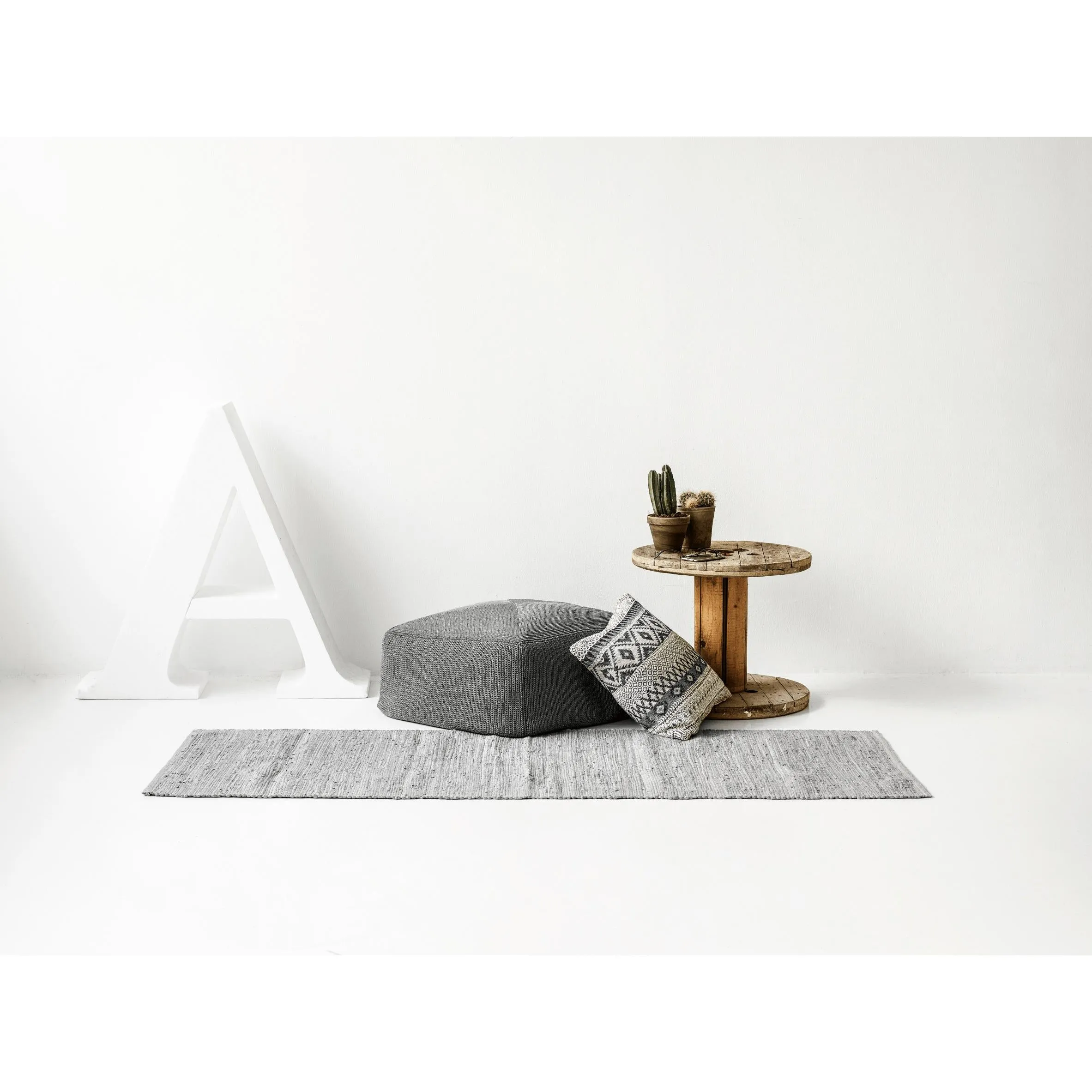 Rug Solid Cotton Rug Light Grey, 60 X 90 Cm