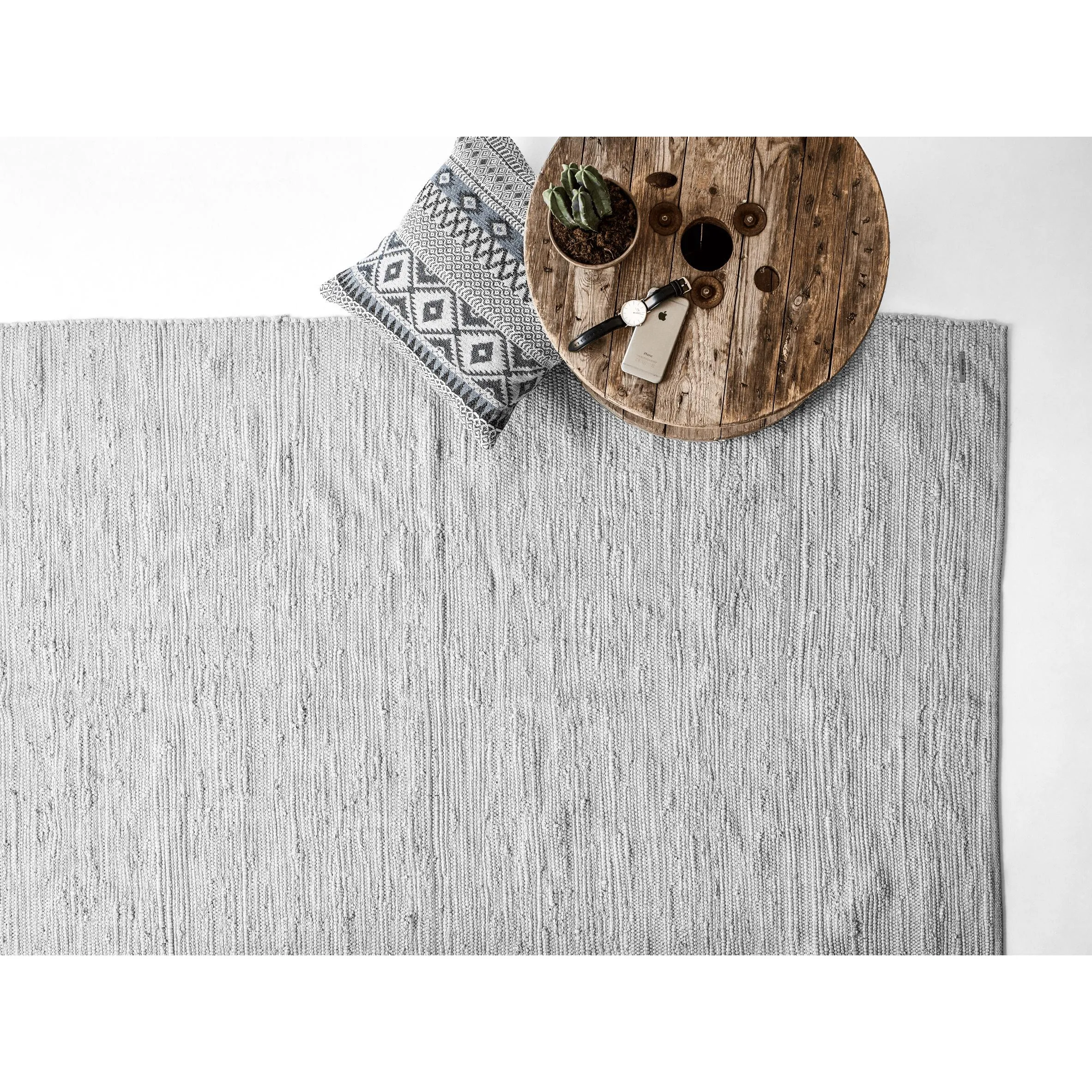 Rug Solid Cotton Rug Light Grey, 60 X 90 Cm