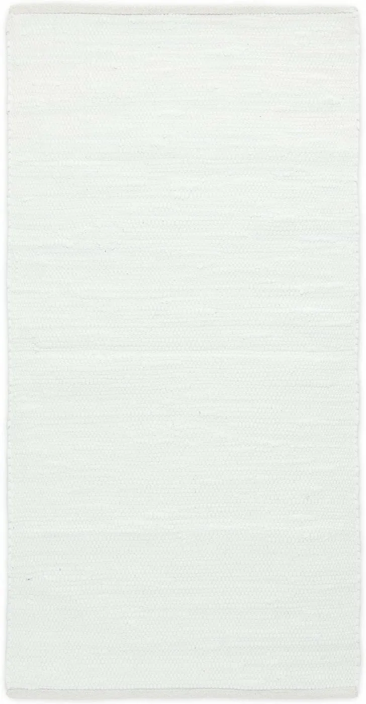 Rug Solid Cotton Rug White, 65 X 135 Cm