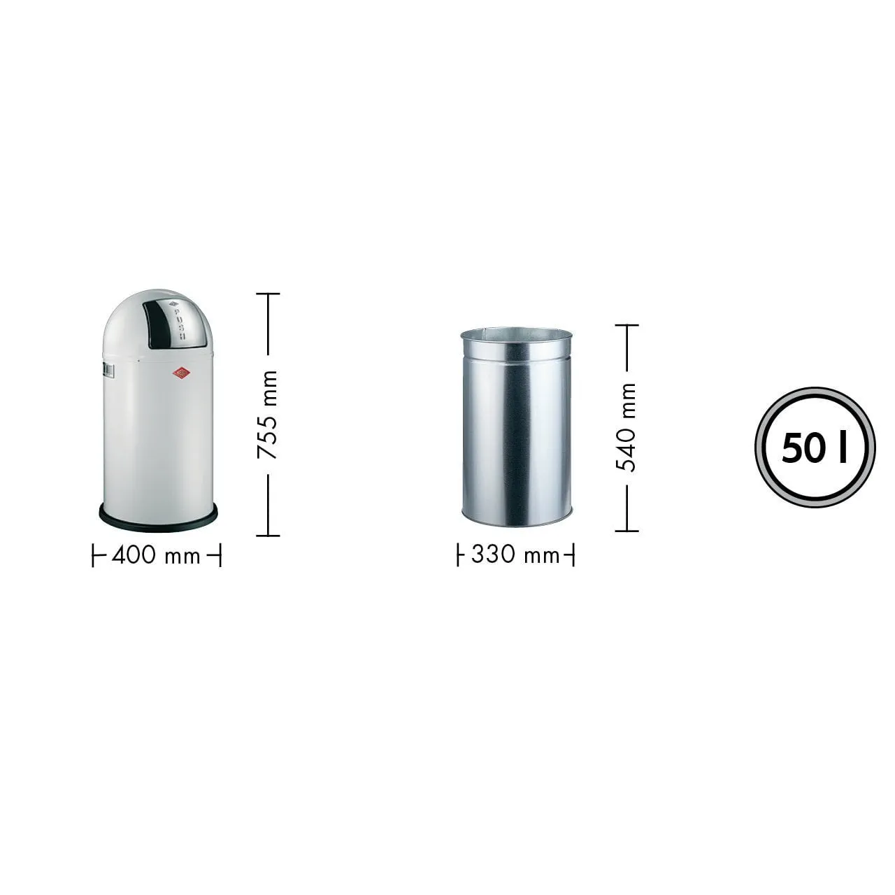 Wesco Pushboy 50 Litres, Lemon Yellow